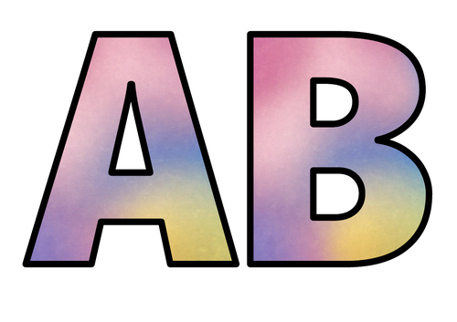 Beautiful Gradient Pastel Rainbow Colors Lettering Set Display Title ...