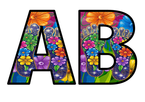 Flowers Feet Footprints Growth Garden Lettering Set Display Title ...
