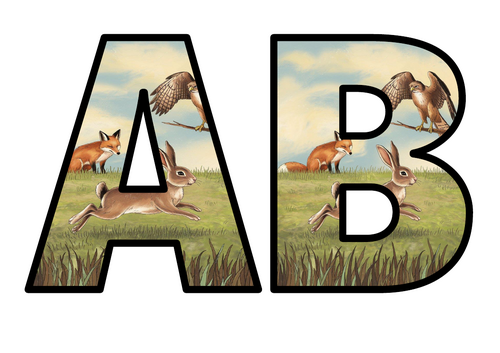 Food Chains Webs Sun Grass Fox Hawk Lettering Set Display Title Letters ...