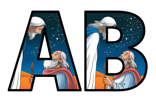 Bible Story Abraham Stars God Lettering Set Display Title Letters ...