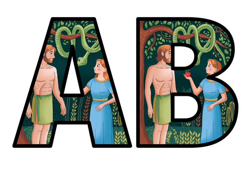 Bible Story Adam and Eve Creation Lettering Set Display Title Letters ...