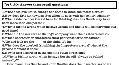 GCSE: An Inspector Calls Revision Booklet | Teaching Resources