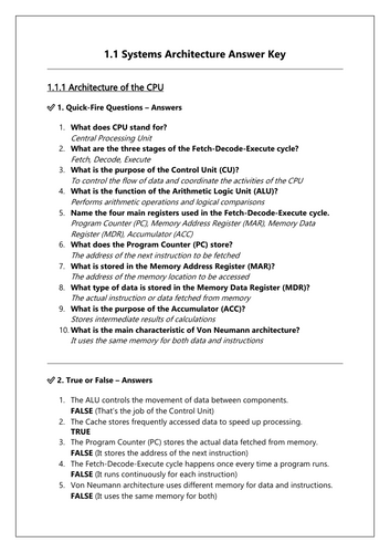 J277 OCR GCSE Computer Science Systems Architecture Workbook