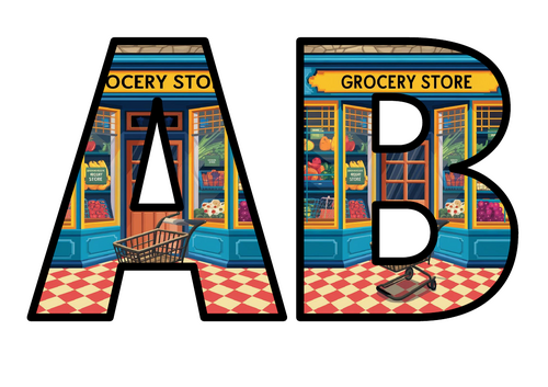 Grocery Store Lettering Set Display Title Letters Numbers Signs ...