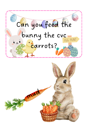 Easter feed the bunny cvc phonics words