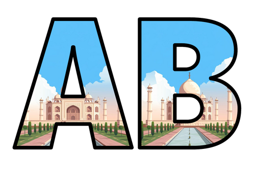 India Country Study Geography Lettering Set Display Title Letters ...