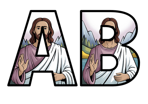 Jesus Christ RE Church Cartoon Lettering Set Display Title Letters ...