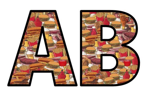 Junk Food Bad Diet Lettering Set Display Title Letters Numbers Signs ...