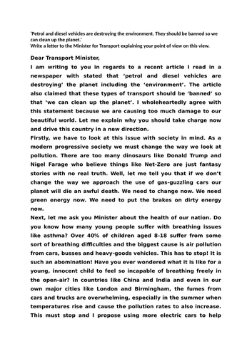 AQA English Language Paper 2 Question 5 - Exemplar Question and Letter ...
