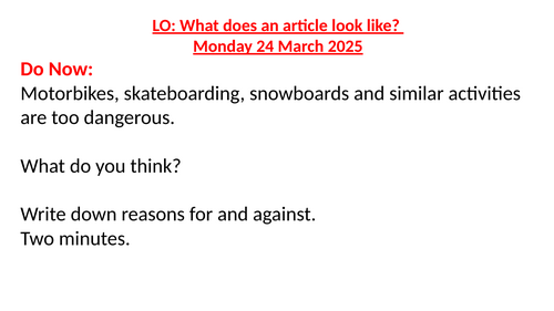 AQA English Language Paper 2 Question 5 - Exemplar Question and Letter