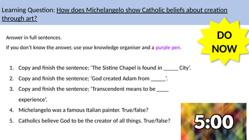 1.1 Michelangelo's Creation of Adam. AQA B GCSE CATHOLIC CHRISTIANITY