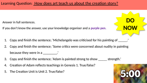 1.2 Other Christian art that depicts creation. GCSE AQA B CATHOLIC CHRISTIANITY