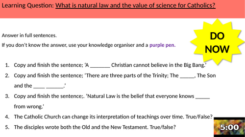 1.9 Natural Law and Catholic attitudes towards science. GCSE AQA B CATHOLIC CHRISTIANITY