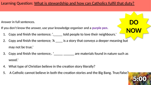 1.11 The meaning of stewardship. GCSE AQA B CATHOLIC CHRISTIANITY
