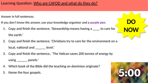 1.12 CAFOD and sustainability. GCSE AQA B CATHOLIC CHRISTIANITY