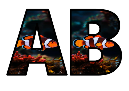 Clown Fish Like Finding Nemo Water Ocean Sea Lettering Set Display ...