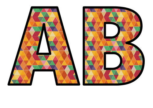 Colorful Triangles Art Lettering Set Display Title Letters Numbers ...