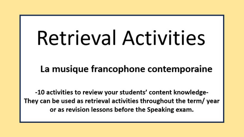 Musique- Retrieval Practice- A Level French