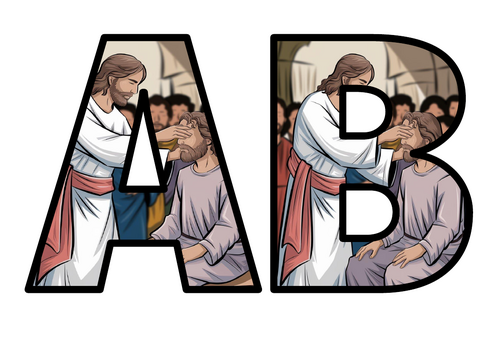 Bible Story Jesus Heals Blind Man 2 Lettering Set Display Title Letters ...