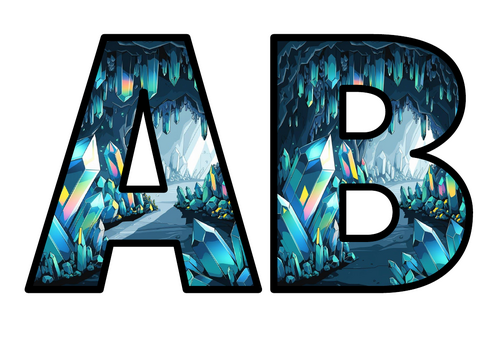 Crystal Diamond Cave Miner Mining Lettering Set Display Title Letters ...