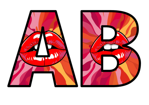 Kiss Lips Love Pink Lettering Set Display Title Letters Numbers Signs ...