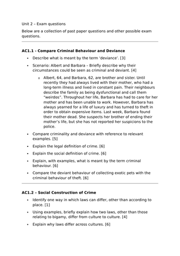 Criminology Unit 2 Question Bank