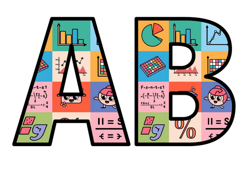 Math Objects Maths Skills Artwork Lettering Set Display Title Letters ...
