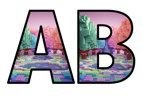 Minecraft Lego Block World Lettering Set Display Title Letters Numbers ...