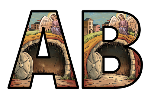 Easter Bible Story Tomb Lettering Set Display Title Letters Numbers ...