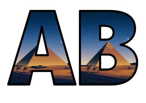 Egyptian Pyramid Giza Lettering Set Display Title Letters Numbers Signs ...