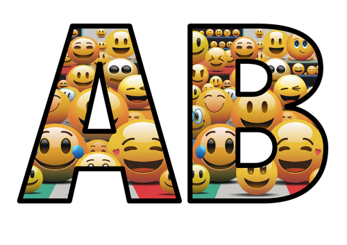 Emoji Faces Greetings Smileys Lettering Set Display Title Letters ...