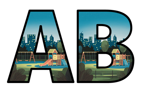 Moonlight Playground night Lettering Set Display Title Letters Numbers ...