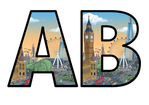 England London City Study Lettering Set Display Title Letters Numbers ...