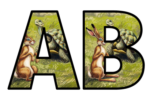 Fable Tortoise and the Hare Lettering Set Display Title Letters Numbers ...