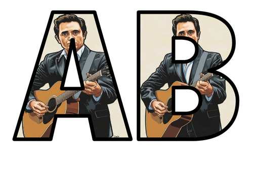 Famous Person Johnny Cash Singer Guitar Lettering Set Display Title ...