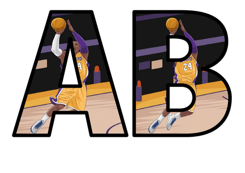 Famous Person Kobe Bryant Basketballer Lettering Set Display Title ...
