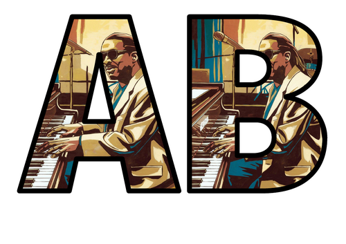 Famous Person Stevie Wonder Pianist Singing Lettering Set Display Title ...