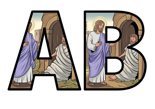 Bible Story Lazarus Tomb Jesus Lettering Set Display Title Letters ...