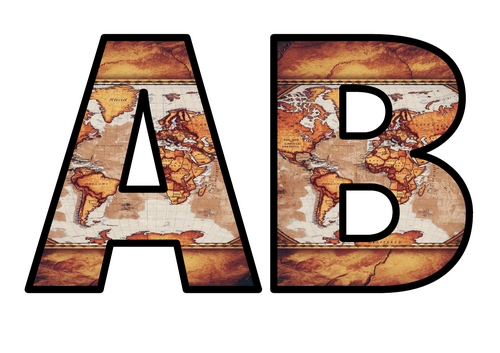 Old World Map Antique Travel Lettering Set Display Title Letters ...