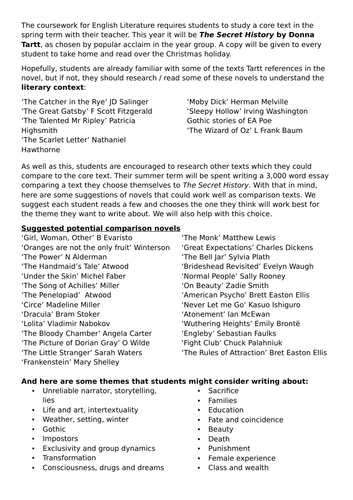 'The Secret History' by Donna Tartt for A Level English coursework ...