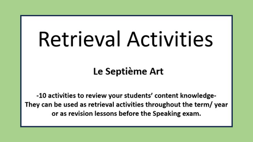 Septième Art- Retrieval Practice- A Level French
