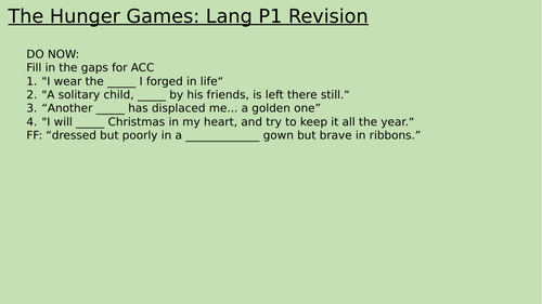 English Language Paper 1 (Revision) - The Hunger Games Inspired AQA ...