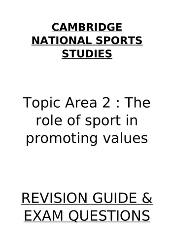 Cambridge National Sports Studies - TA2 Revision Guide and Exam ...