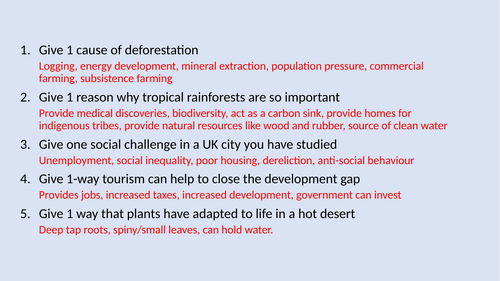 KS4 Living World: PPT Quizzes and Tests