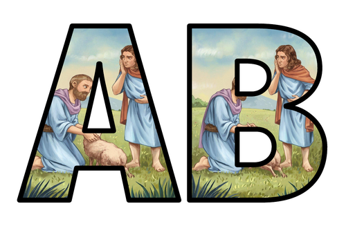 Cain and Abel lamb Lettering Set Display Title Letters Numbers Signs ...