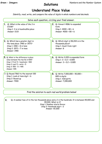 Understand Place Value (Differentiated Practice) GCSE Maths Worksheets ...