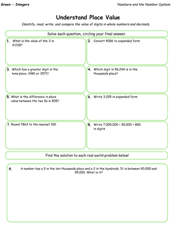 Understand Place Value (Differentiated Practice) GCSE Maths Worksheets ...