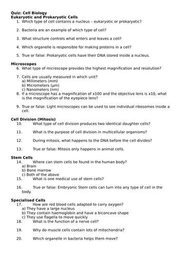 Cell Biology Revision Powerpoint and lesson | Teaching Resources