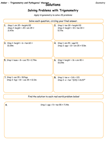 Solving Problems with Trigonometry – GCSE Maths Worksheets | Teaching ...