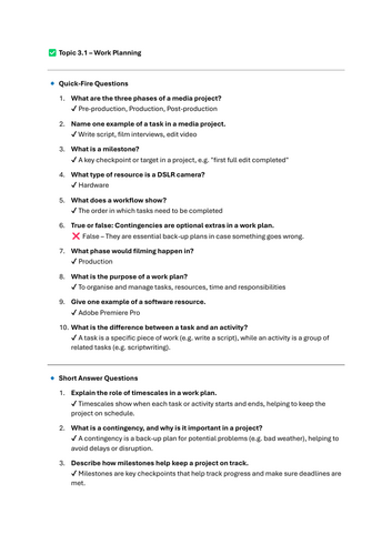 Creative iMedia R093 Topic Area 3 - Pre-production Planning Workbook